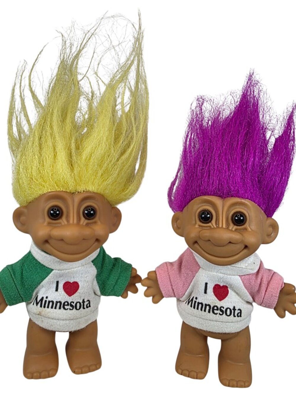 Vintage Russ Minnesota Troll Dolls Lot of 2 Retro 90s Souvenir Toys